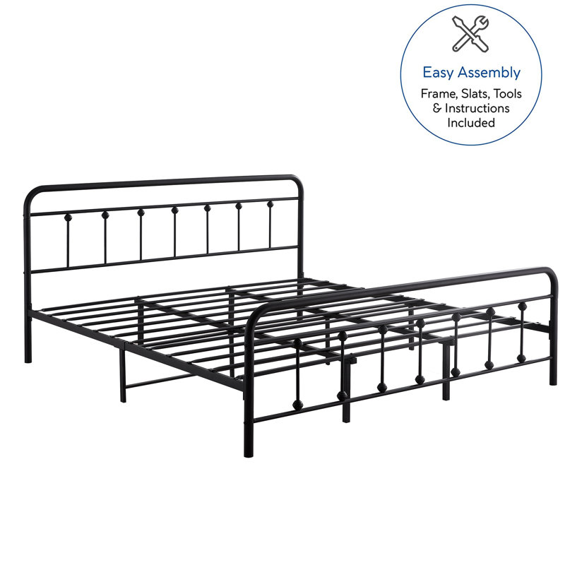 Andover Mills™ Ashburton 40" Standard Modernism Metal Bed Frame with Headboard and Footboard, No